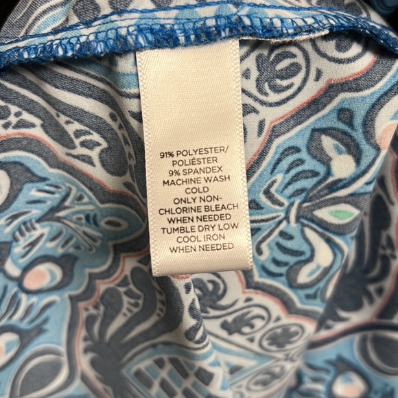 Loft Blue Pattern Belted Long-Sleeve Shirt Dress Size Small - Picture 8 of 8